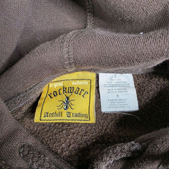 Y2K Rolling Stones Brown Hoodie Band Fleece Vintage Tour Concert Size Medium - Picture 4 of 7